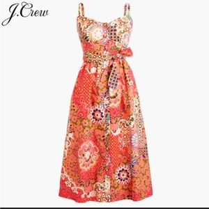NWT J. Crew Coral Pink Floral Cotton Poplin Classic Button Front Midi Sundress